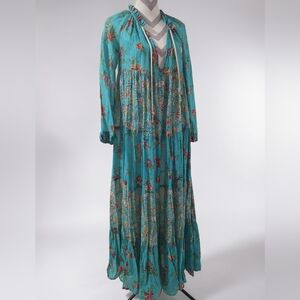 *GUADALUPE NWOT Anthropologie Floral Paisley Boho Hippie Maxi Dress Small